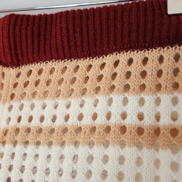 LOVEU.DEAR Knitted Crochet Casual Beach Pants Elastic Waist Colorblock - Picture 4 of 11